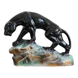 Vintage 1959 Lane & Co. Black Panther Tv Lamp Sculpture – Mid Century Modern Art Deco Safari Decor