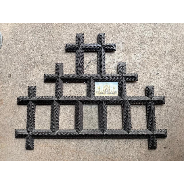 Wood 1900s Large Tramp Art Frame Folk Art For Sale - Image 7 of 7