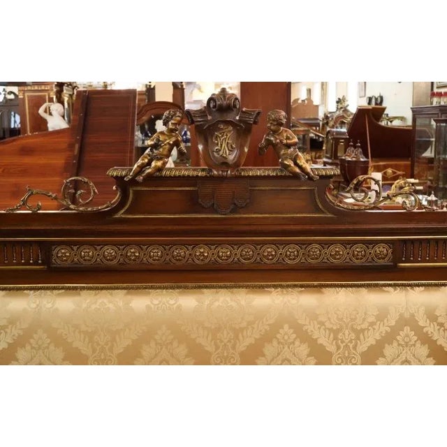 19th Century French Louis XV Style Bronze Mounted Mahogany European King Bed For Sale - Image 12 of 17