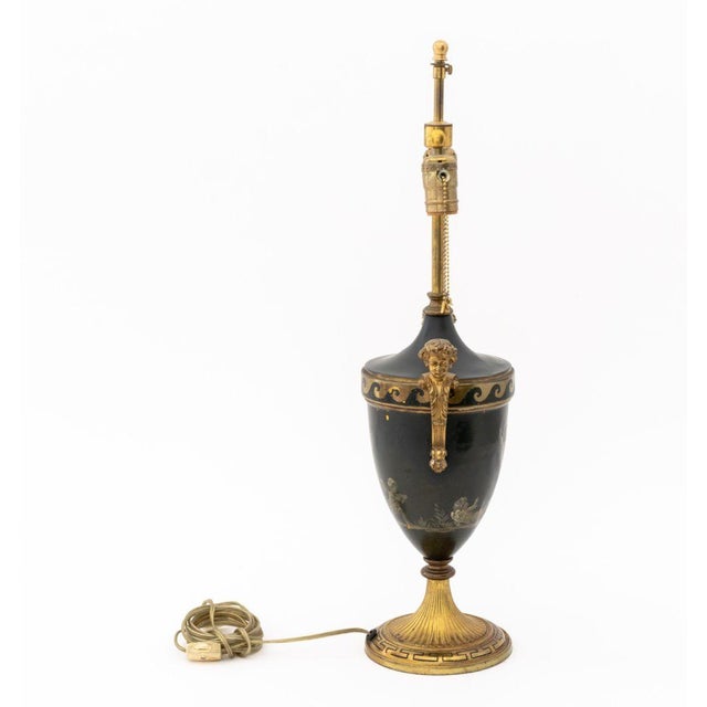 French Empire Style Painted Gilt Metal Table Lamp For Sale - Image 9 of 9