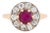 Antique Ruby and Diamond Halo Ring, Size 6 For Sale