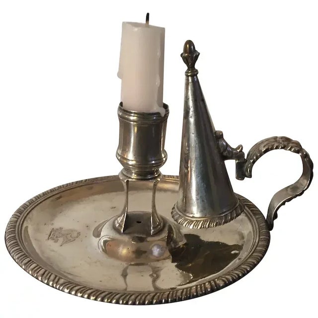 Antique Early 19th Century English Regency Silver Candlestick & Snuffer Marks of Joseph Craddock and William K. Reid, London, 1816-1817. For Sale - Image 13 of 13