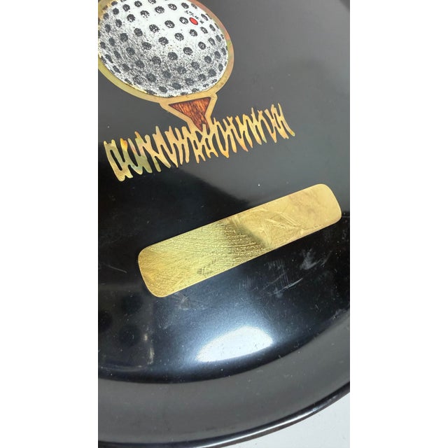 Vintage MCM Couroc of Monterey Engravable Golf Serving Tray Chic golf serving tray circa 1970’s featuring a black phenolic...