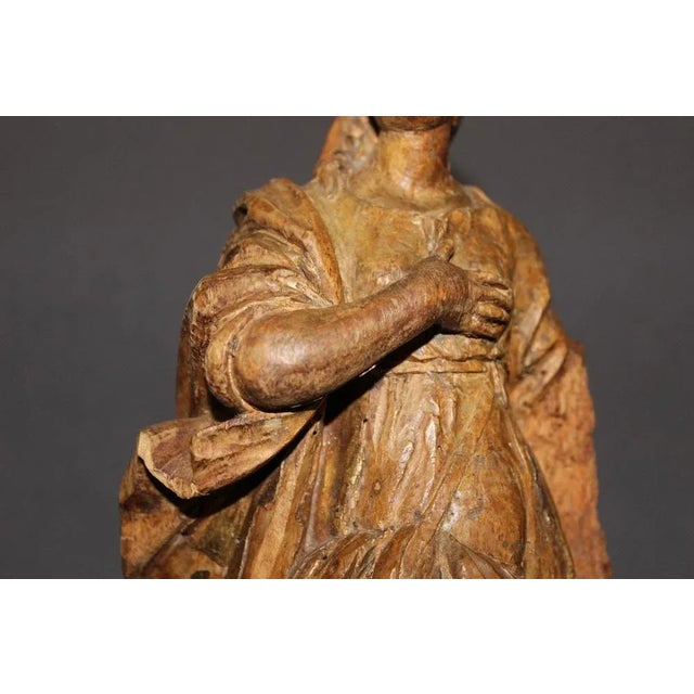 Limewood Figure of Saint, Late 18th Century For Sale - Image 5 of 13