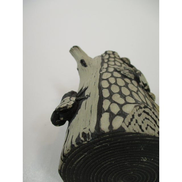 Vintage Chinese Yixing Zisha Handmade Pottery Segment Mud Clay Tree Trunk Bug Tea Pot For Sale - Image 4 of 12