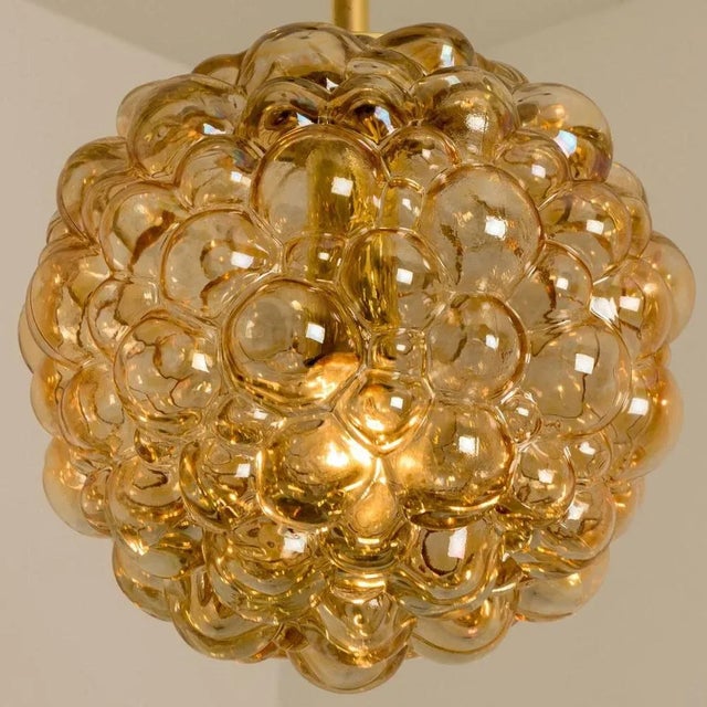 Vintage German Bubbled Glass and Brass Pendant by Helena Tynell, 1970 For Sale - Image 12 of 15