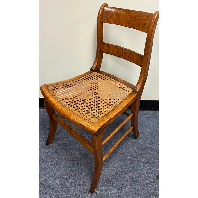 Wood American Classical Style Birds Eye Maple Dining Chairs - Set of 4 For Sale - Image 7 of 11