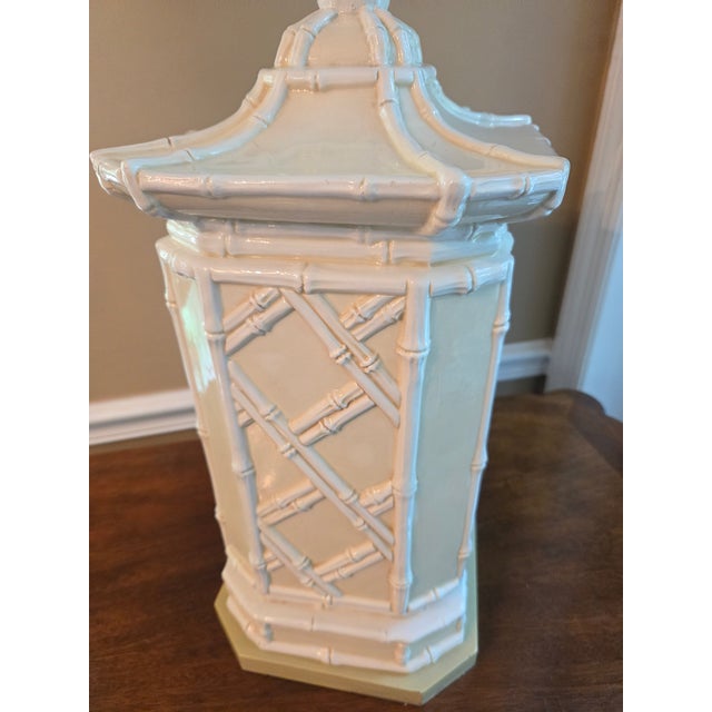 Vintage Regency Glazed Ceramic Pagoda Lamp For Sale In Indianapolis - Image 6 of 13