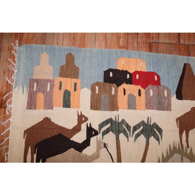 3rd quarter of the 20th Century Pictorial Turkish Kilim Flatweave