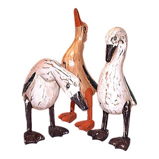 Rustic Wooden Duck Trio For Sale