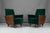 1930s Hungarian Art Deco Lounge Chairs in Green Velvet with Wooden Side Panels and Casters, 1930s, Set of 2 For Sale - Image 5 of 5