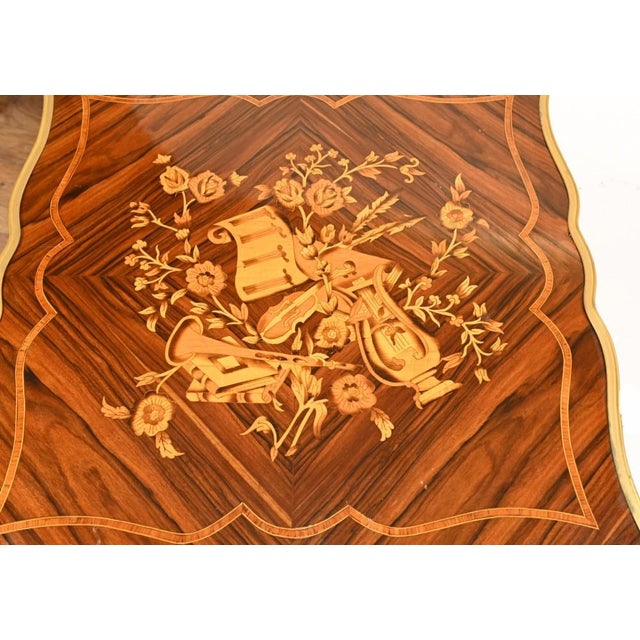2000 - 2009 Empire French Side Tables with Inlay Stands in Kingwood, Set of 2 For Sale - Image 5 of 9