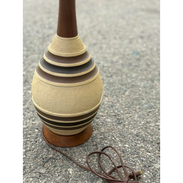 Mid-Century Modern 1960s Mid-Century Drip Pottery Table Lamps With Shades - a Pair For Sale - Image 3 of 12