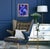 Bryan Boomershine original abstract Mid-Century Inspired Painting in blues In a gold wood frame. This painting will a...