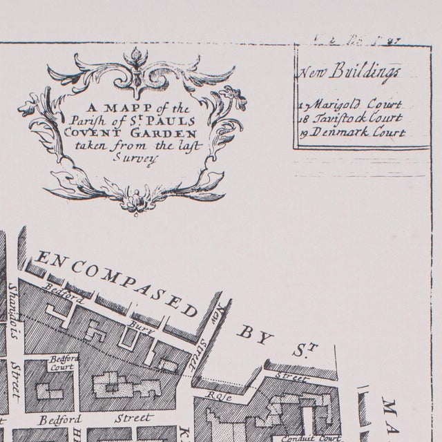 1980s Vintage 18th Century Street Map, London, Covent Garden, the Strand, Cartography For Sale - Image 5 of 11