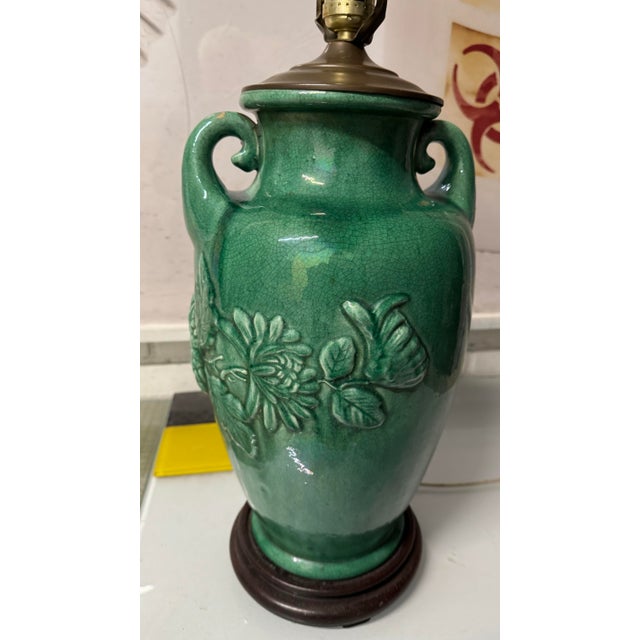 Antique Awaji Pottery Vase Lamp For Sale - Image 4 of 10