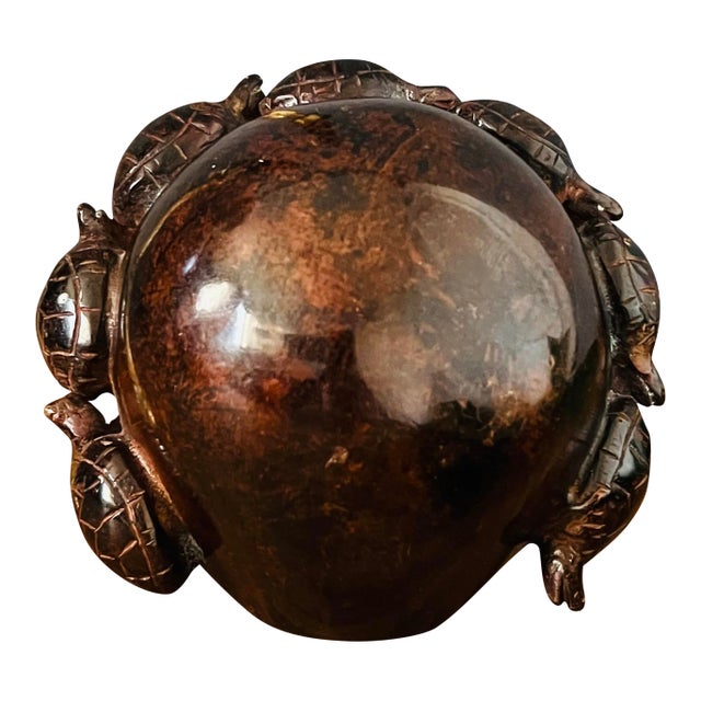 1960s Metal Ball Sculpture With Turtles on Side For Sale