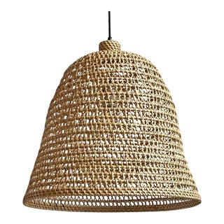Wicker Basket Weave Bell Pendant Light For Sale