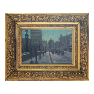 Mid 20th Century Signed Font - Boulevard in the Rain, Oil on Canvas