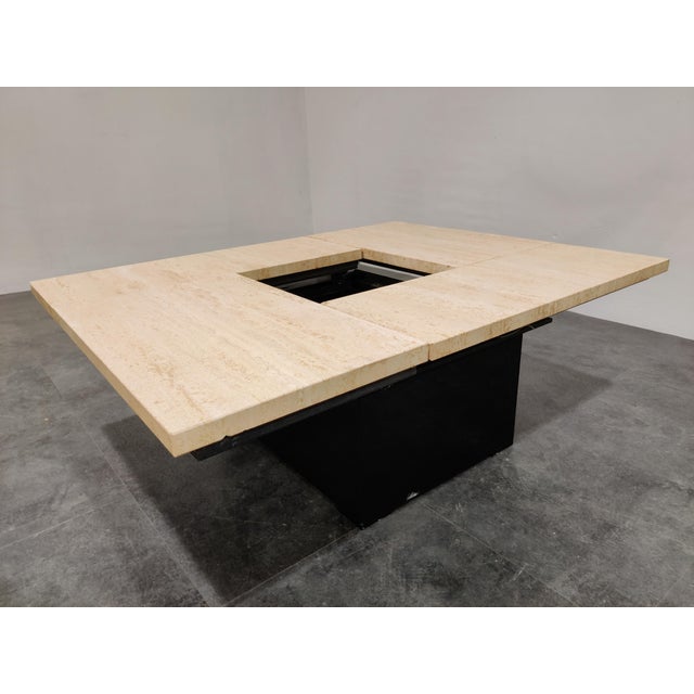 Mid-Century Modern Vintage Travertine Hidden Bar Coffee Table, 1970s For Sale - Image 3 of 9