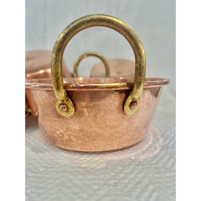 Metal Vintage Made in Portugal Copper Jelly Pots With Brass Handles - A Set of 4 For Sale - Image 7 of 11