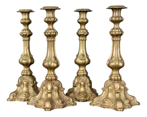 Large Brass Candlesticks, Set of 4