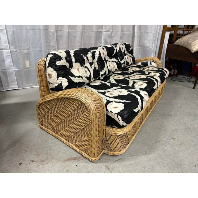 Chic 20th Century Deco Style Steamer Sofa by Jay Spectre for Century. The perfect floating sofa for your space. Original...