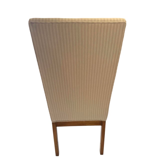 Gorgeous condition! Set of six upholstered Parsons dining chairs featuring a clean-lined design with tall padded backs and...