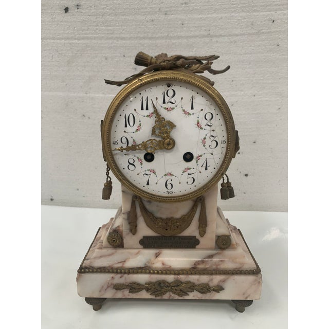 Stone Louis XVI Fireplace Set in Marble and Chased Bronze, Set of 3 For Sale - Image 7 of 18