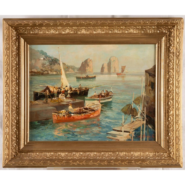 Ezelino Briante, Fishermen and Faraglioni, Oil on Canvas For Sale - Image 9 of 15