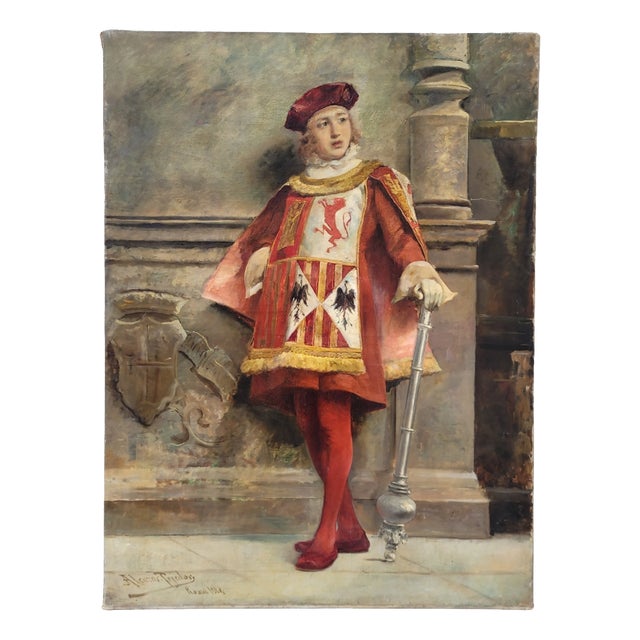 José Alcázar Tejedor, Macero Castellano, 1880, Oil on Canvas For Sale