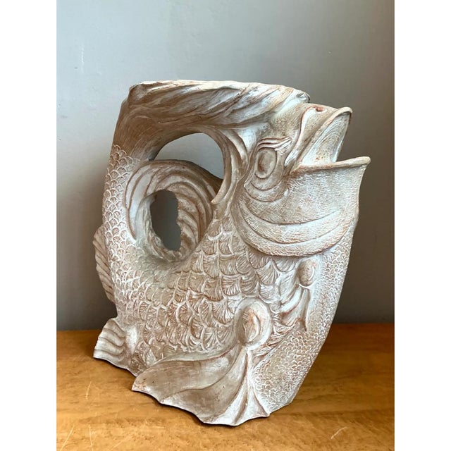 Vintage Washed Ceramic Koi Low Stool For Sale - Image 4 of 12