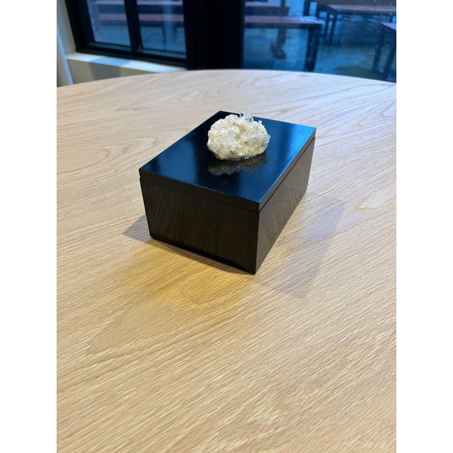 Boho Chic Black Jewelry Box With Quartz Cluster For Sale - Image 3 of 5
