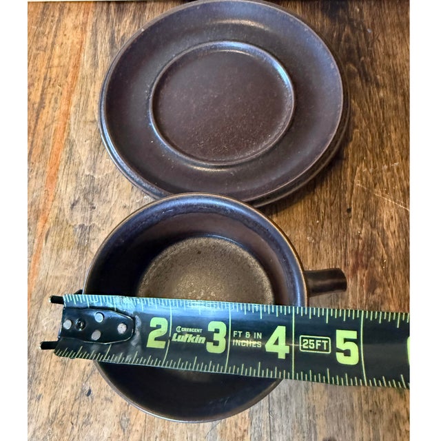 Ceramic Vintage Arabia Finland Ruska Stoneware Large Coffee Cup & Saucer Brown For Sale - Image 7 of 7