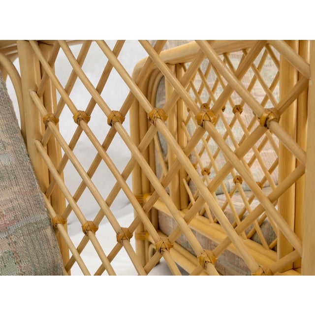 Pair Bent Bamboo Frames Linen Like Upholstery Mid Century Modern Sofa Loveseat MINT! Love seat is: 34x54x32