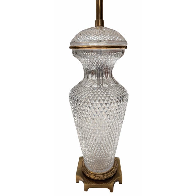 Traditional Pair of Marbro Lamp Co Baccarat Crystal & Gilt Bronze Urn Form Table Lamps For Sale - Image 3 of 6