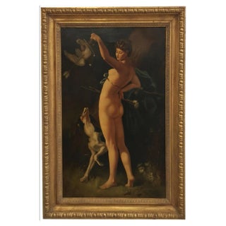 C.A.Coessin De La Foss, Diana the Huntress, Oil on Canvas, Framed For Sale