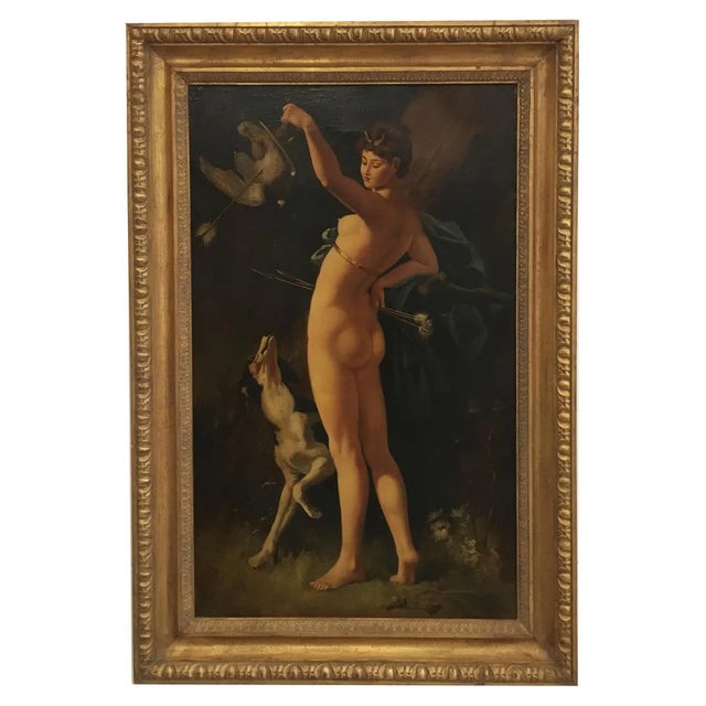 C.A.Coessin De La Foss, Diana the Huntress, Oil on Canvas, Framed For Sale