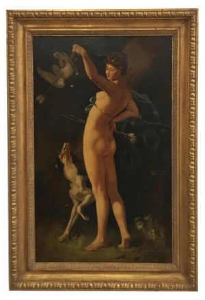 C.A.Coessin De La Foss, Diana the Huntress, Oil on Canvas, Framed