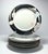 Mikasa “Charisma, Black” Set of 7 Porcelain Salad Plates 7 1/2” Good vintage condition. No chips, cracks, or fleabites....