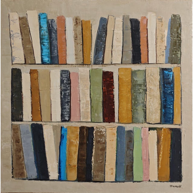 French contemporary painter Sophie Dumont is known for her abstracted library compositions and layered oil technique....