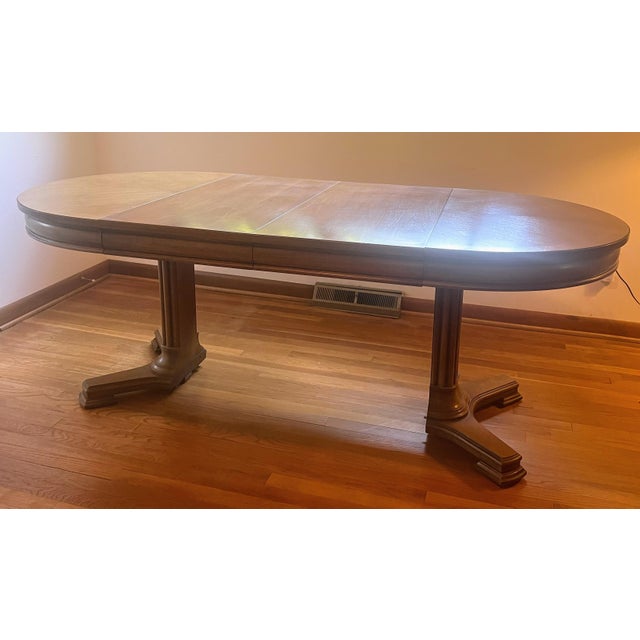1960’s Thomasville Neoclassical Hollywood Regency Dining Room Double Pedestal Expanding Table ...