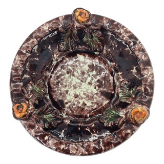 Large Decorative Ceramic Platter with Rose Relief from Jasba Keramik, Germany, 1960s For Sale