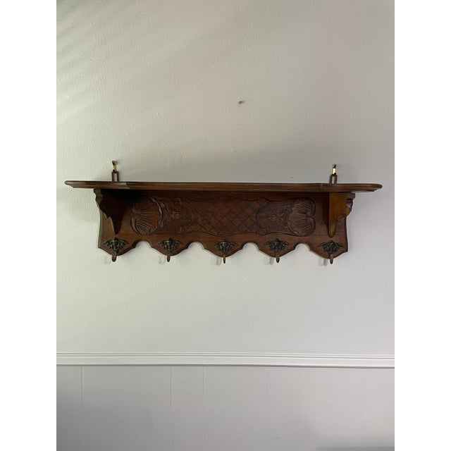 Antique French Oak Wall Shelf Coat and Hat Rack For Sale - Image 18 of 18