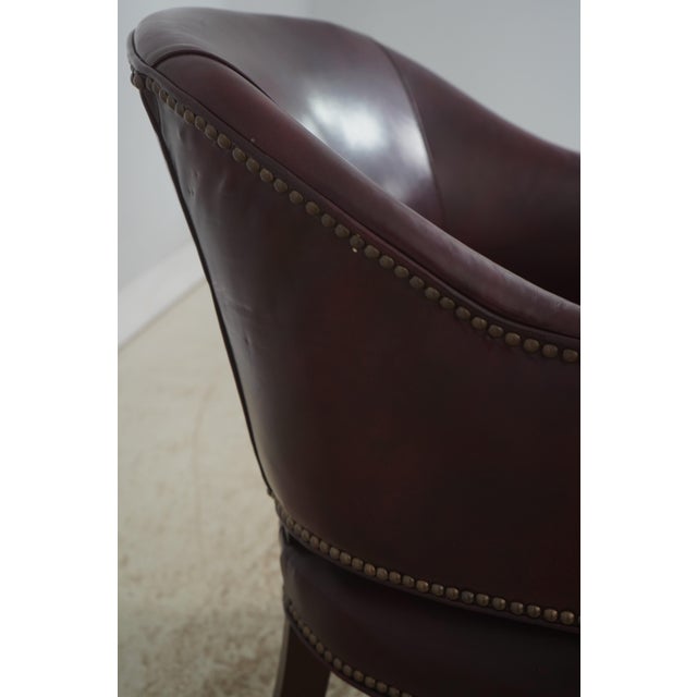 Classic Mahogany Burgundy Leather Barrel Back Chair For Sale In Philadelphia - Image 6 of 18