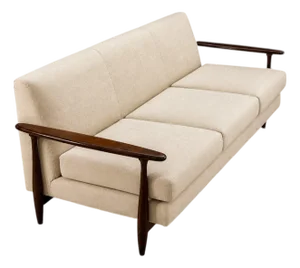 Sofa in Rosewood & Warm Ivory Mohair by Liceu De Artes E Ofícios, Brazil, 1960s