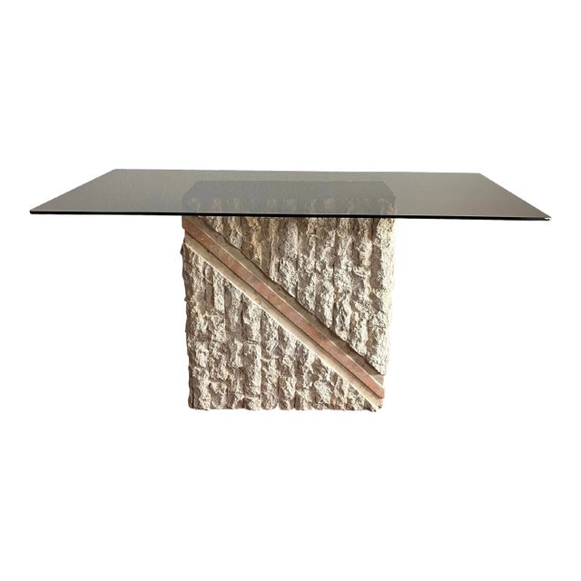 1980s Postmodern Mactan Stone Console Table For Sale