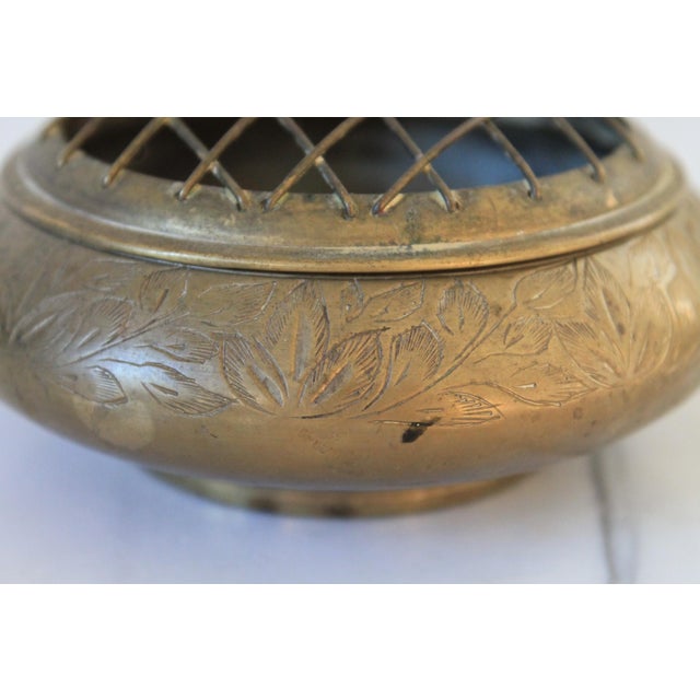 Mid 20th Century Vintage Etched Brass Flower Frog For Sale - Image 5 of 7