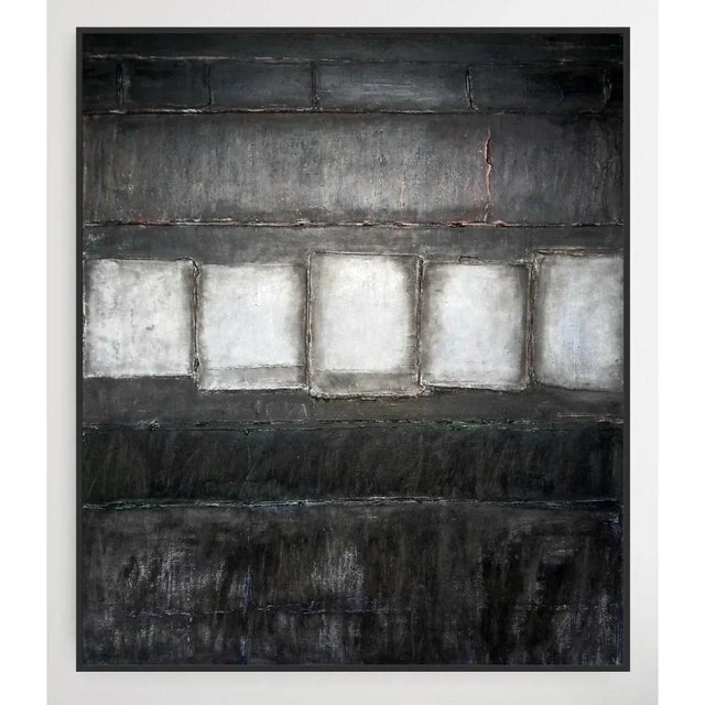 # 24" X H 28" Black and White Abstract Geometric Minimalist High-End Oil on Canvas For Sale - Image 9 of 9