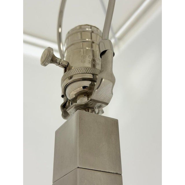 Marian Jamieson "Cube" Table Lamp Polished Nickel Modernist Design For Sale - Image 14 of 17